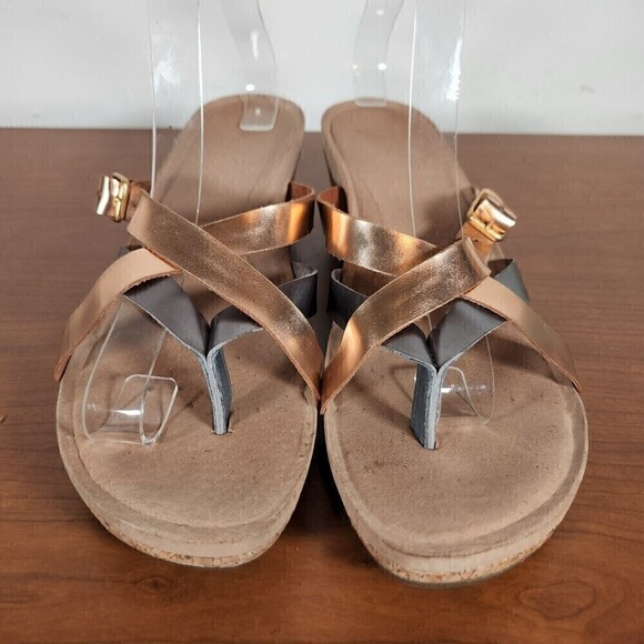 Stylish Women's Wedge Sandals - Bronze and Black - Picture 3 of 12